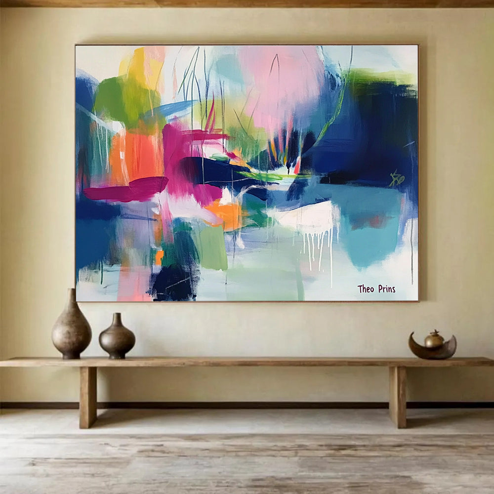 Colorful Landscape Abstract Painting with Lush, Imaginative Forms ABS530