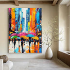 Colorful Umbrella City Abstract Painting for Urban - Chic Cafes GAB1288