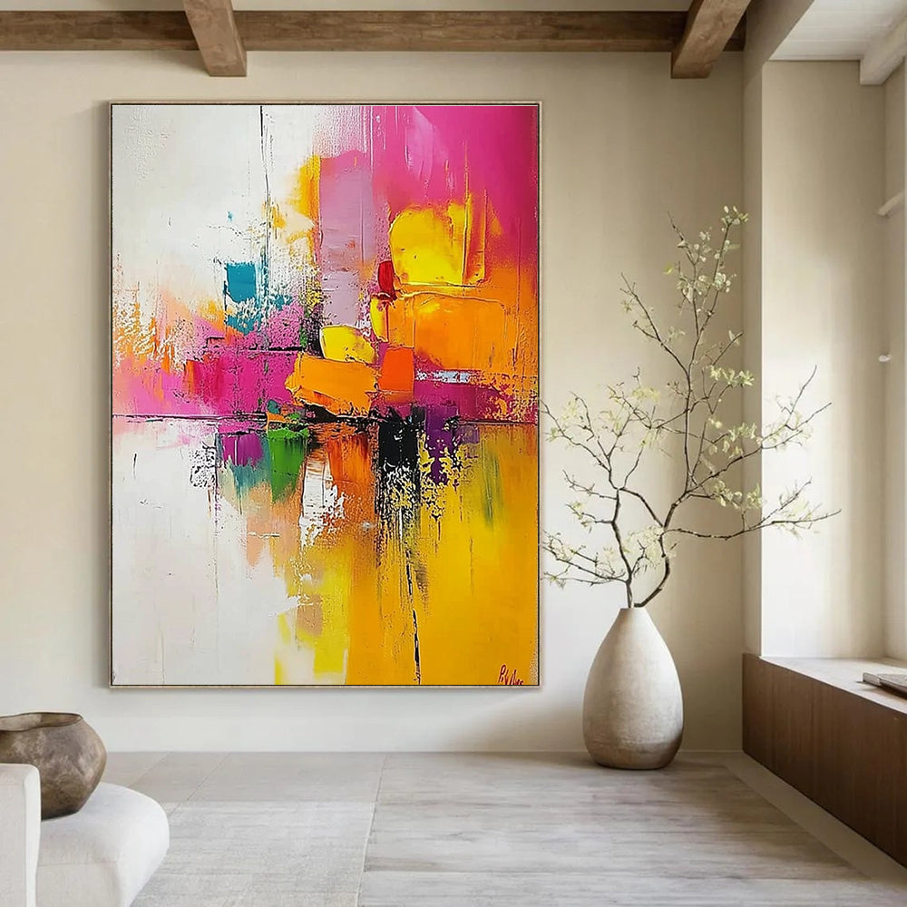 Colorful Geometric Reflection Abstract Painting for Trendy Cafes GAB0874