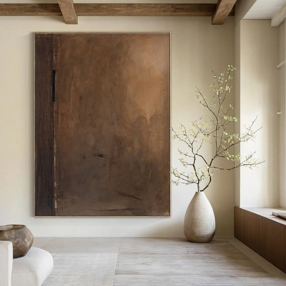 Dark Brown Abstract Composition Painting for Moody Home Theaters HENG514