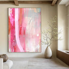 Pink and Red Strips Minimalist Abstract Painting GAB0321