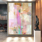 Pink and Gold Collage Abstract Painting with Lavish Softness WINK207