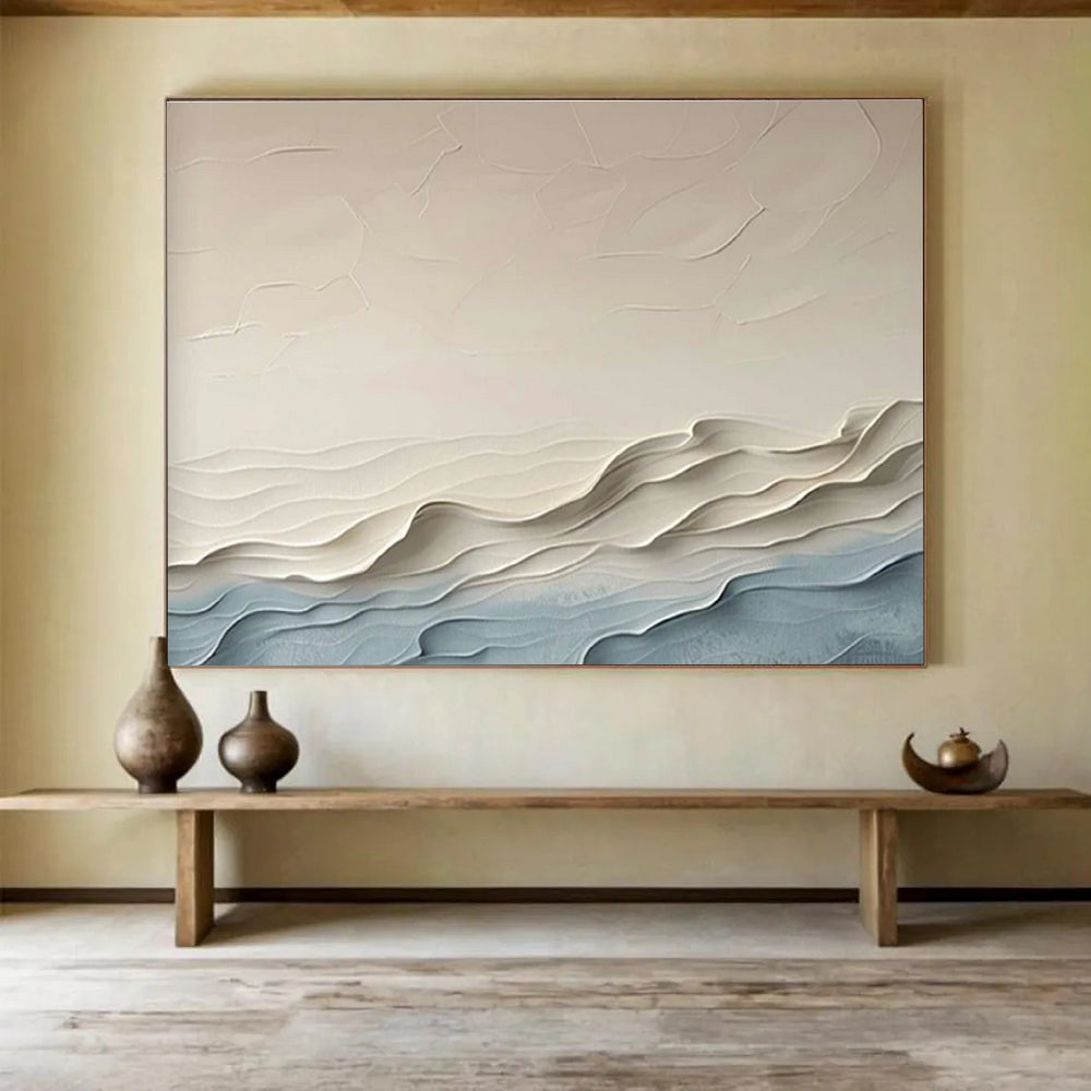 Textured Wave Abstract Painting for Modern Beach House Decor YHT253