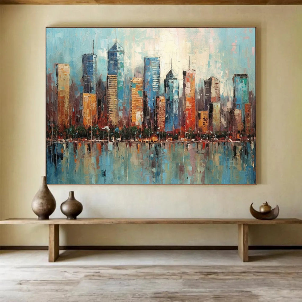 Colorful Cityscape Abstract Painting for Urban Art Lovers YHT076