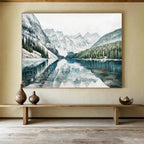 Snowy Mountain Lake Abstract Painting for Nature - Lover’s Studies YHT221