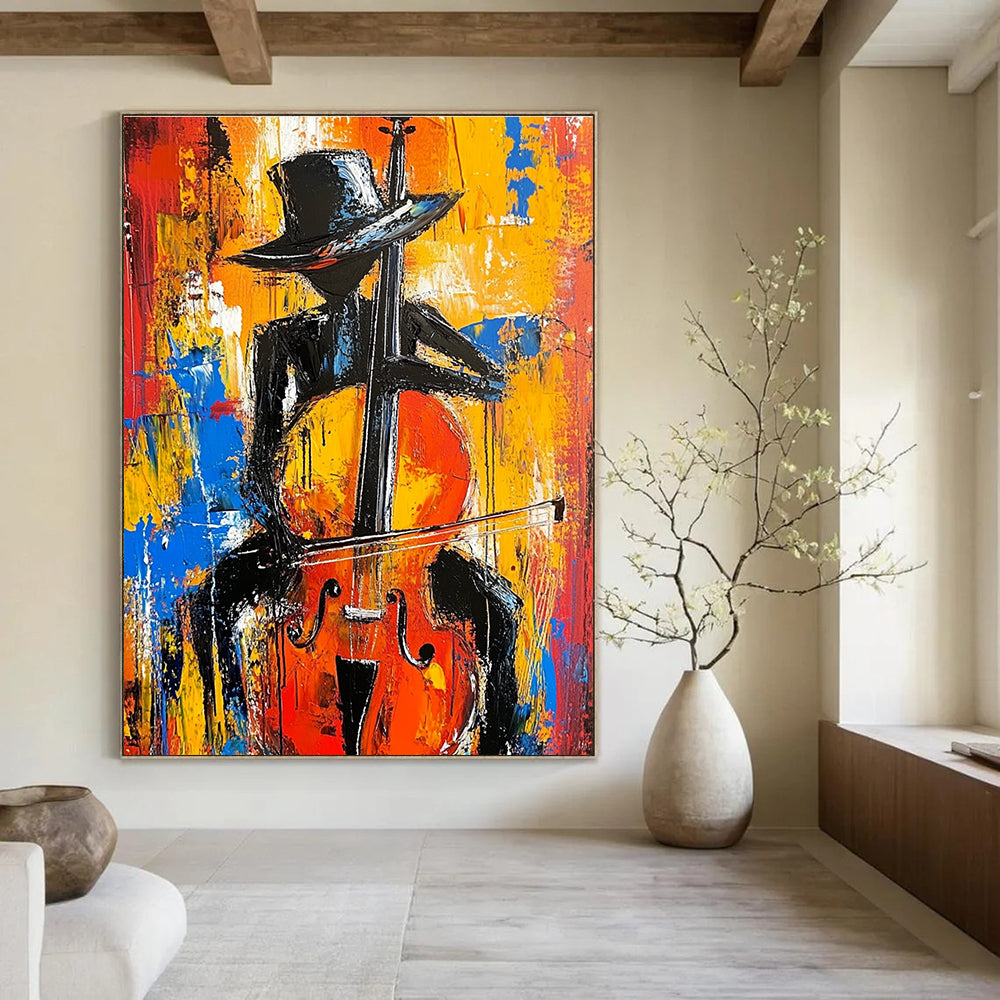 Jazz Musician Silhouette - Vivid Colorful Abstract Painting GAB0420