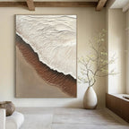 Textured Beach Wave in Brown and White Abstract Painting with Coastal Textures GAB0079