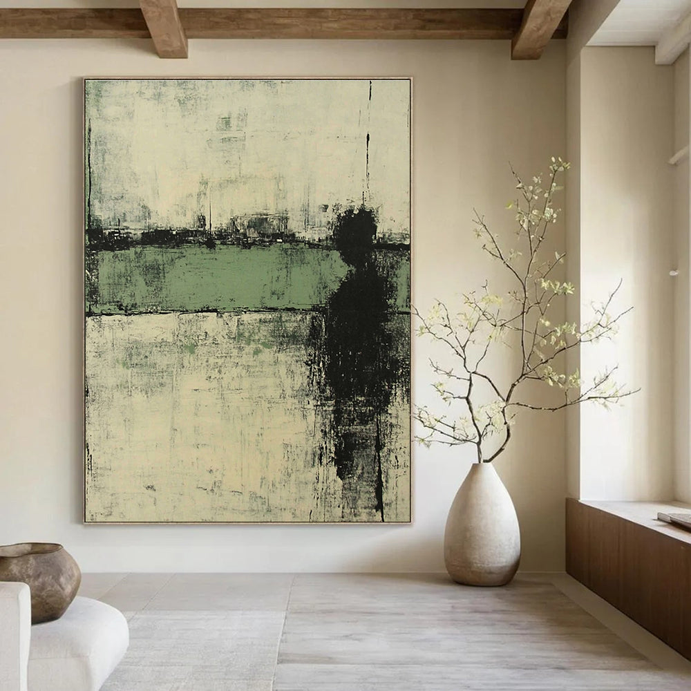 Monochrome Solitary Abstract Painting for Industrial - Themed Galleries GAB0898
