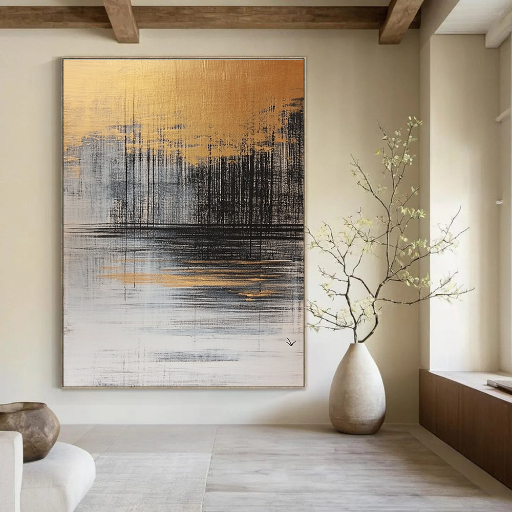 Golden Horizon Abstract - Mystical Landscape Abstract Art GAB0482