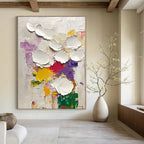 Textured White Flower Abstract Painting for Charming Florist Shops GAB0829