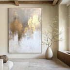 Gold Patch Abstract Painting for Minimalist - Inspired Dining Rooms GAB0996