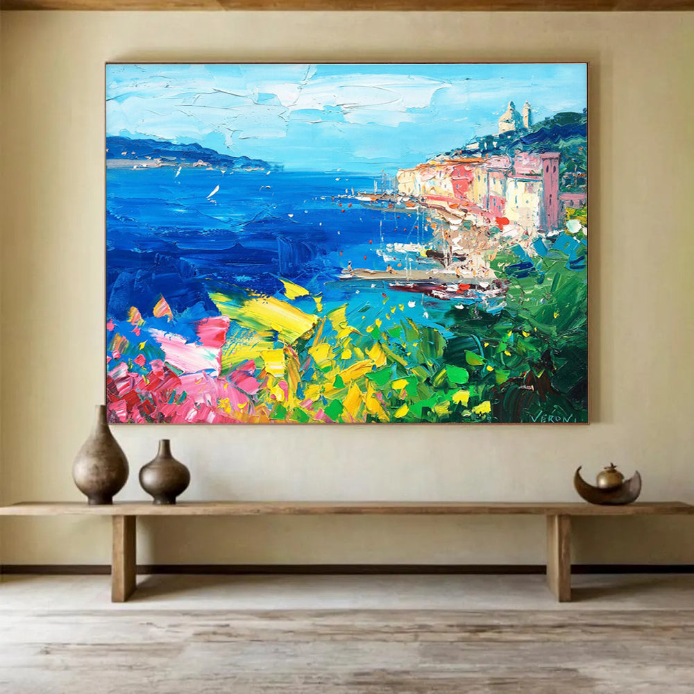 Harbor Town Abstract Painting for Nautical - Inspired Home Offices YHT486