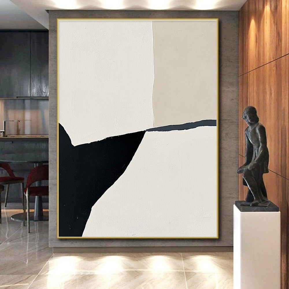 Geometric Black and White Shapes Abstract Painting with Minimalist Precision WINK160