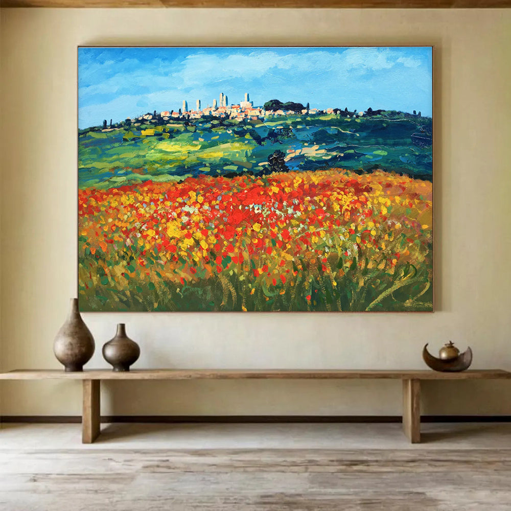 Tuscan Field Abstract Painting for Italian Villa Rental Offices YHT468