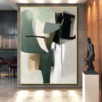 Minimalist Green and Gray Abstract Painting with Clean Lines WINK812