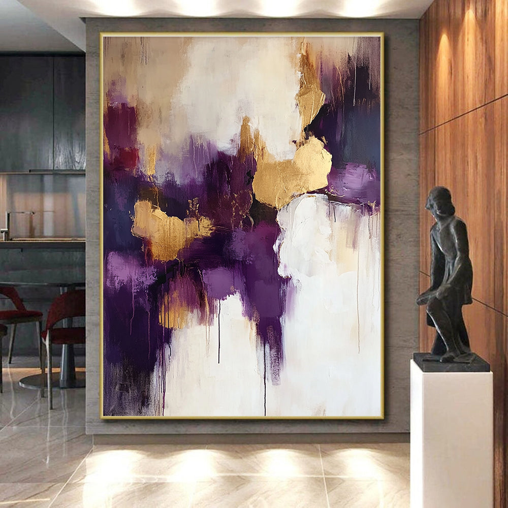 Purple Gold White Abstract Painting with Luxurious Vibes WINK618