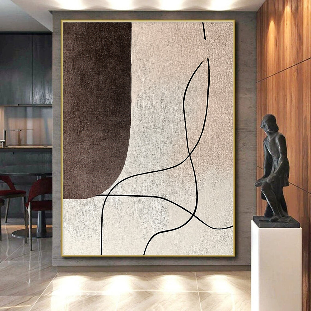 Curved Lines on Neutral Abstract Painting with Gentle Flow WINK181