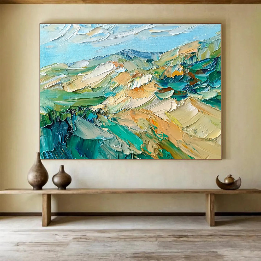 Textured Mountain Landscape Abstract Painting with Bold Brushstrokes ABS287