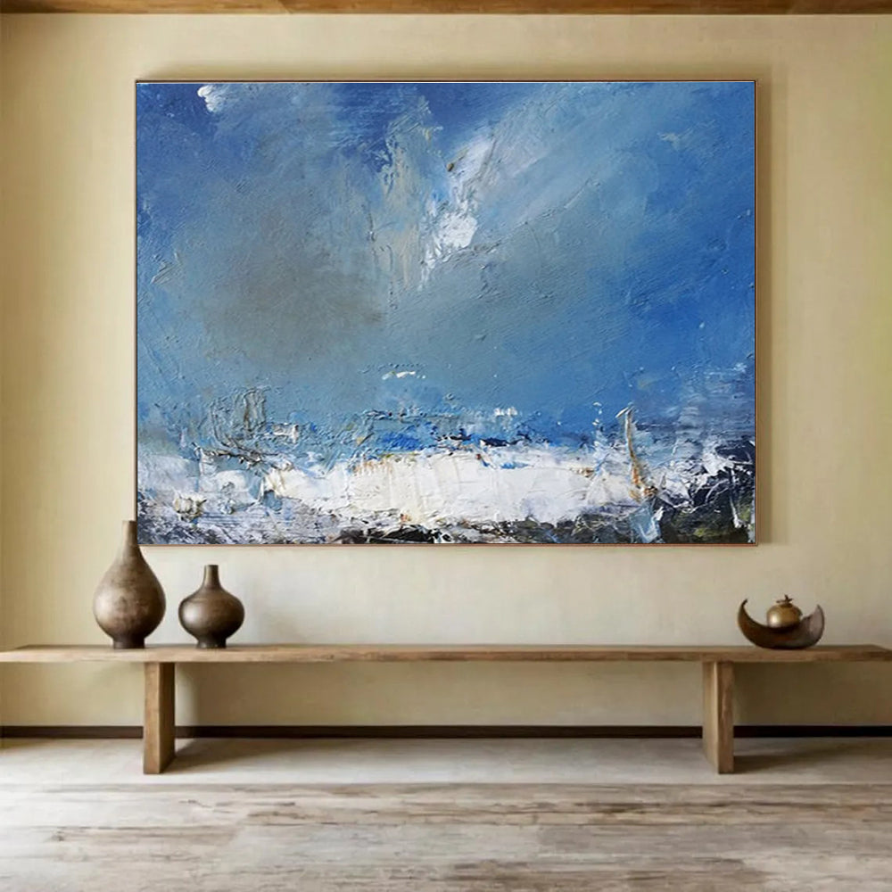 Blue Sea and Sky Abstract Painting for Coastal Ambiance YHT030