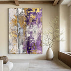 Purple - Gold - Gray Abstract Painting for Upscale Event Venues HENG134