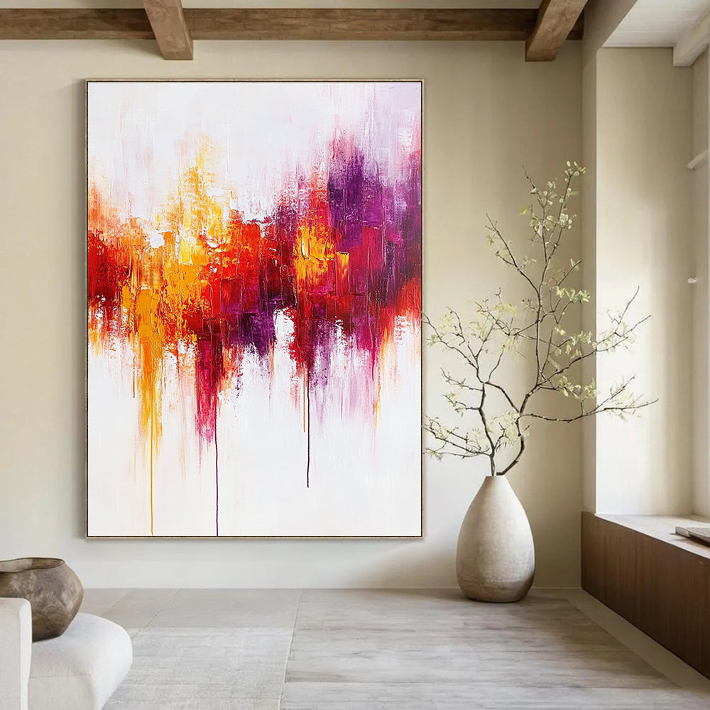 Colorful Drip - Effect Abstract Painting for Bohemian - Style Cafes GAB0891