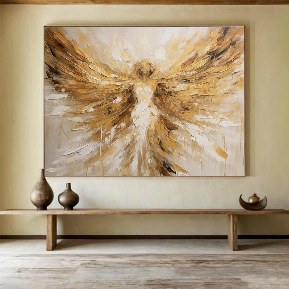 Golden Angel Abstract Painting for Spiritual Spaces YHT081