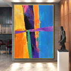 Colorful Abstract Cross Painting with Bold Geometry WINK406
