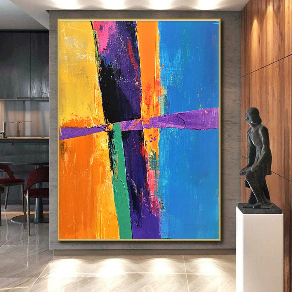 Colorful Abstract Cross Painting with Bold Geometry WINK406