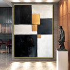 Black White Gold Abstract Painting with Geometric Luxury WINK667