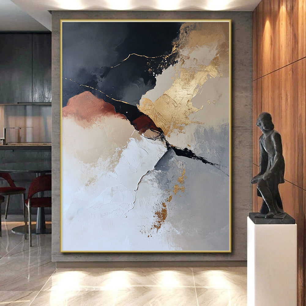 Black Gold Beige Abstract Painting with Timeless Allure WINK466