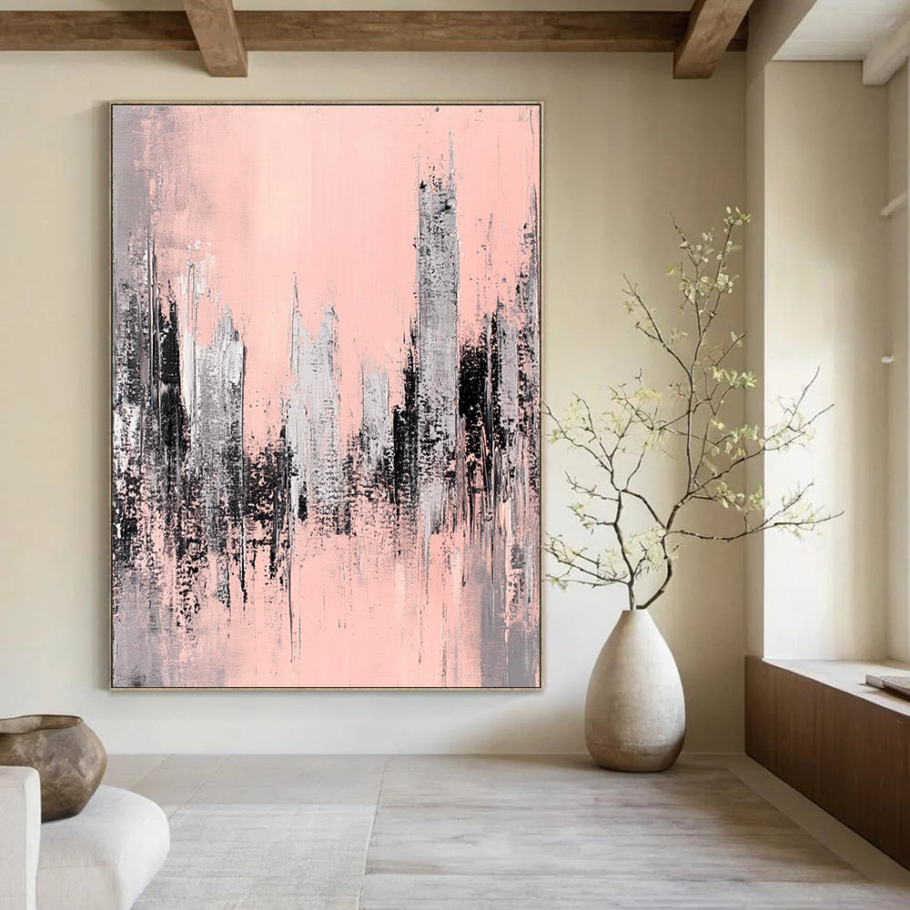 Pink Cityscape Abstract Painting for Contemporary Art Galleries GAB0793