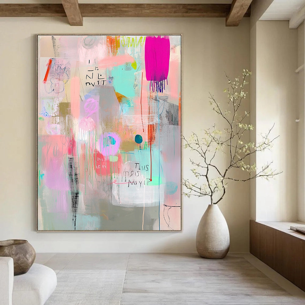 Pastel Abstract Layers Painting of Gentle Expressions GAB0158