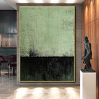 Dark Green and Black Horizon Abstract Painting with Moody Atmosphere WINK233
