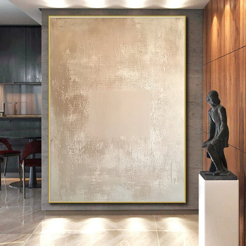Beige Textured Minimalism Abstract Painting with Subtle Sophistication WINK085