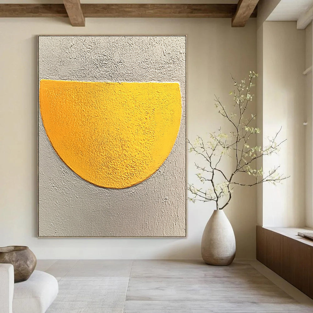 Yellow Semi - circle Bold Abstract Painting for Vibrant Interiors GAB1504