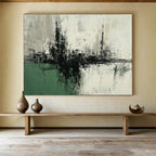 Black and White Abstract Landscape with Textured Horizons Abstract Painting ABS377