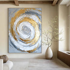 Golden Spiral Abstract Painting for Modern Dining Areas GAB0823