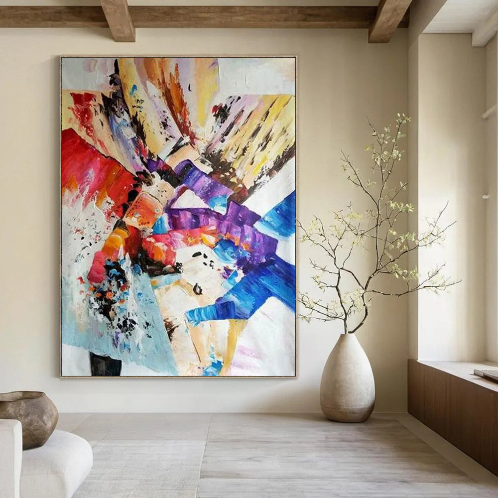 Vibrant Abstract Composition Painting for Trendy Art Bars HENG418
