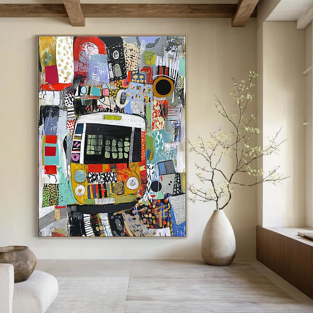 Collage - Style Bus Abstract Painting for Urban Art Museums GAB1238