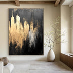 Golden Cityscape Abstract - Luxurious Urban Abstract Painting GAB0647