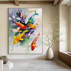 Colorful Koi Fish Painting of Vibrant Aquatic Energy GAB0146