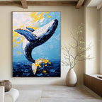 Leaping Whale in Color - Expressive Impasto Sea Art GAB0392