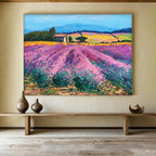 Lavender Field Abstract Painting for French - Inspired Home Decor YHT476