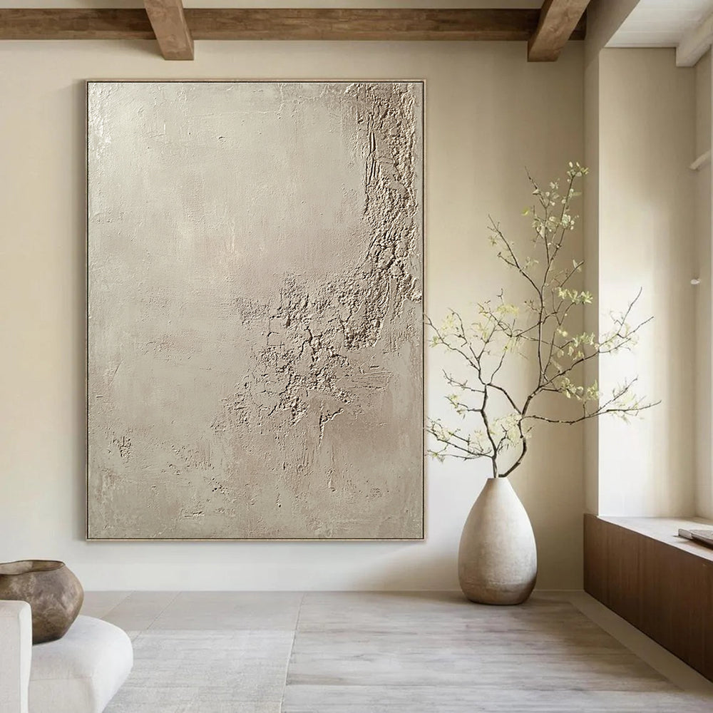 Textured Beige Canvas Minimalist Abstract Painting GAB0355