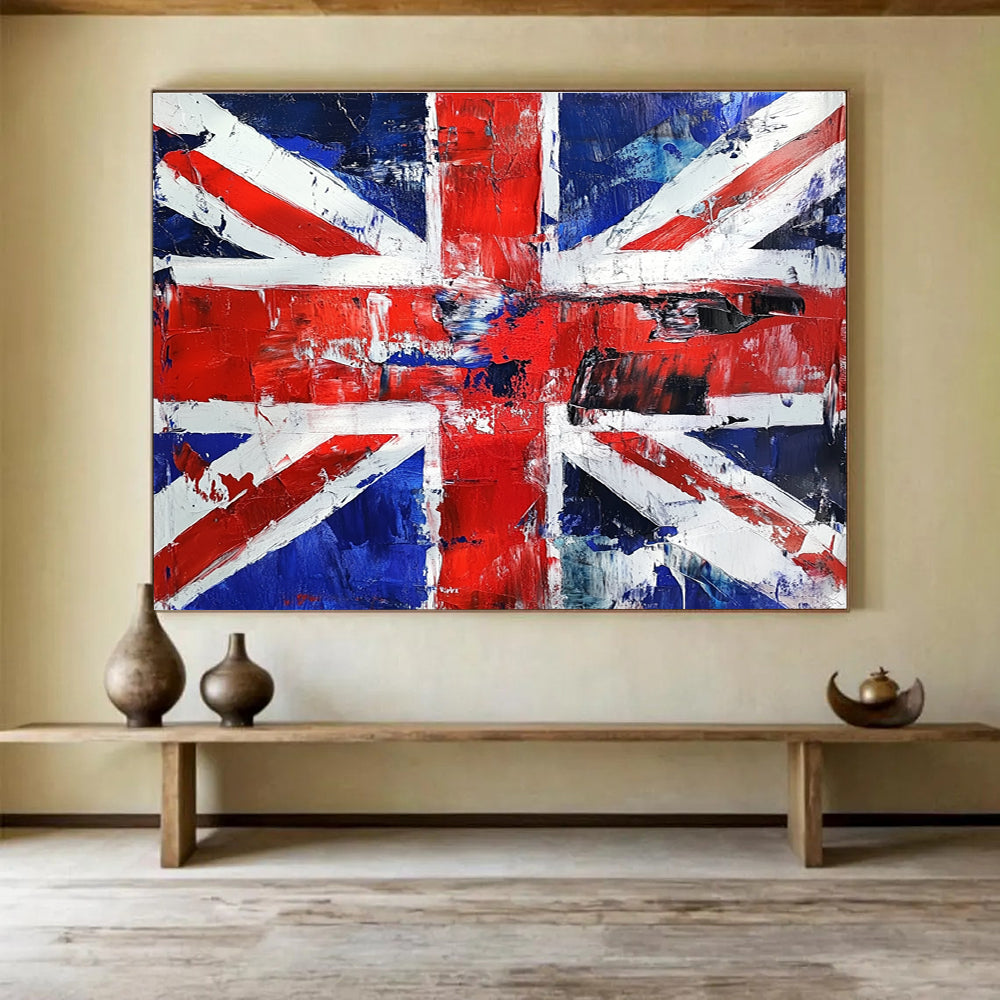 Textured Union Jack with Distressed Look Abstract Painting ABS359