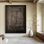 Dark Grid Abstract Painting for Industrial - Style Spaces HENG450