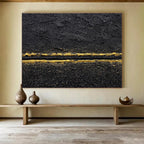 Black and Gold Abstract Painting for Sophisticated Nightclubs YHT367