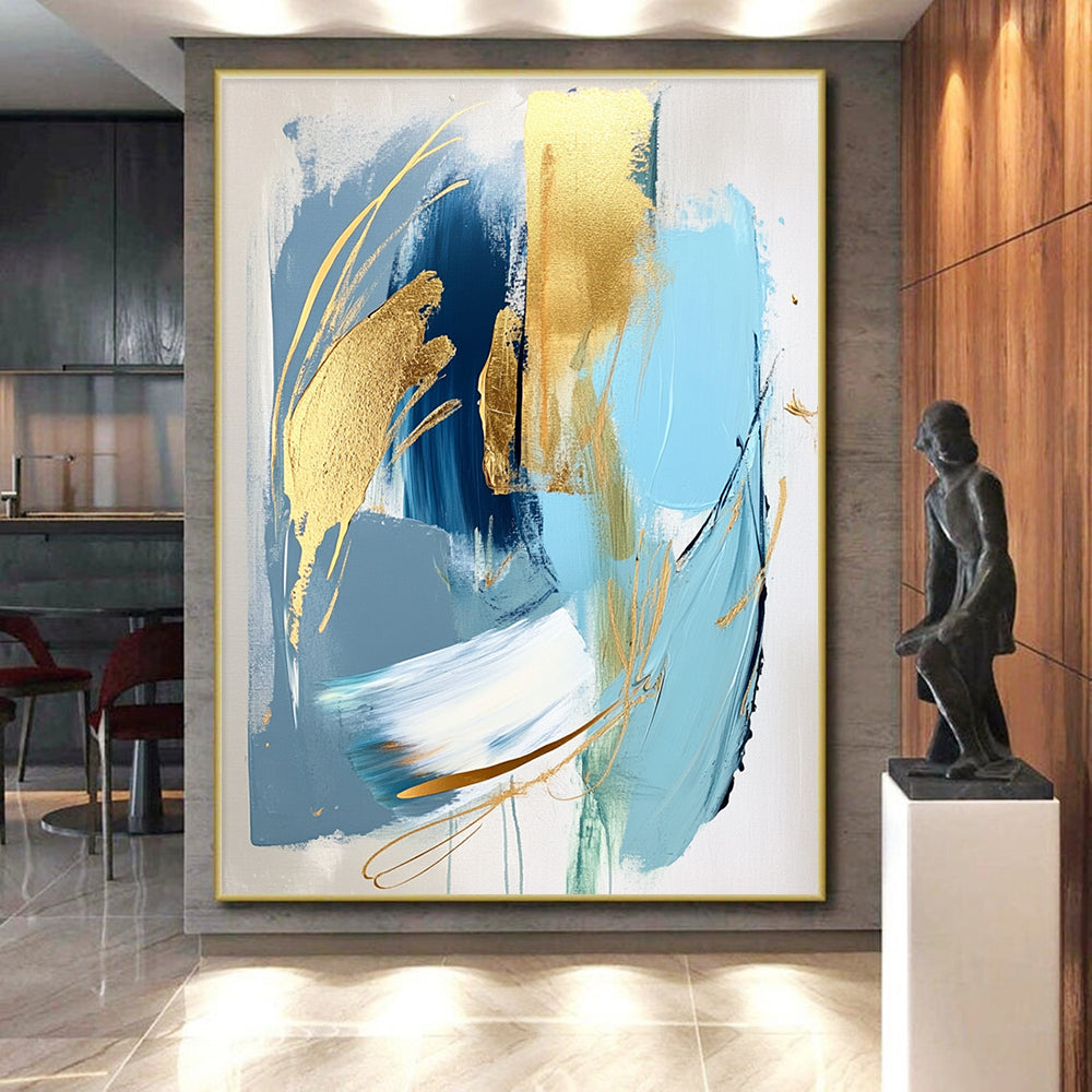 Blue Gold Abstract Elegance Painting with Luxe Touches WINK713
