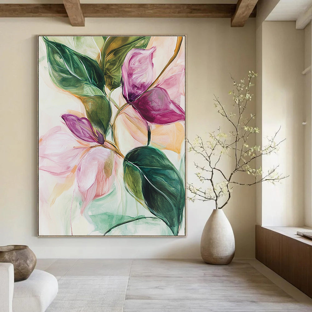 Pink and Purple Flowers Abstract Painting for Romantic - Styled Boutiques GAB1073