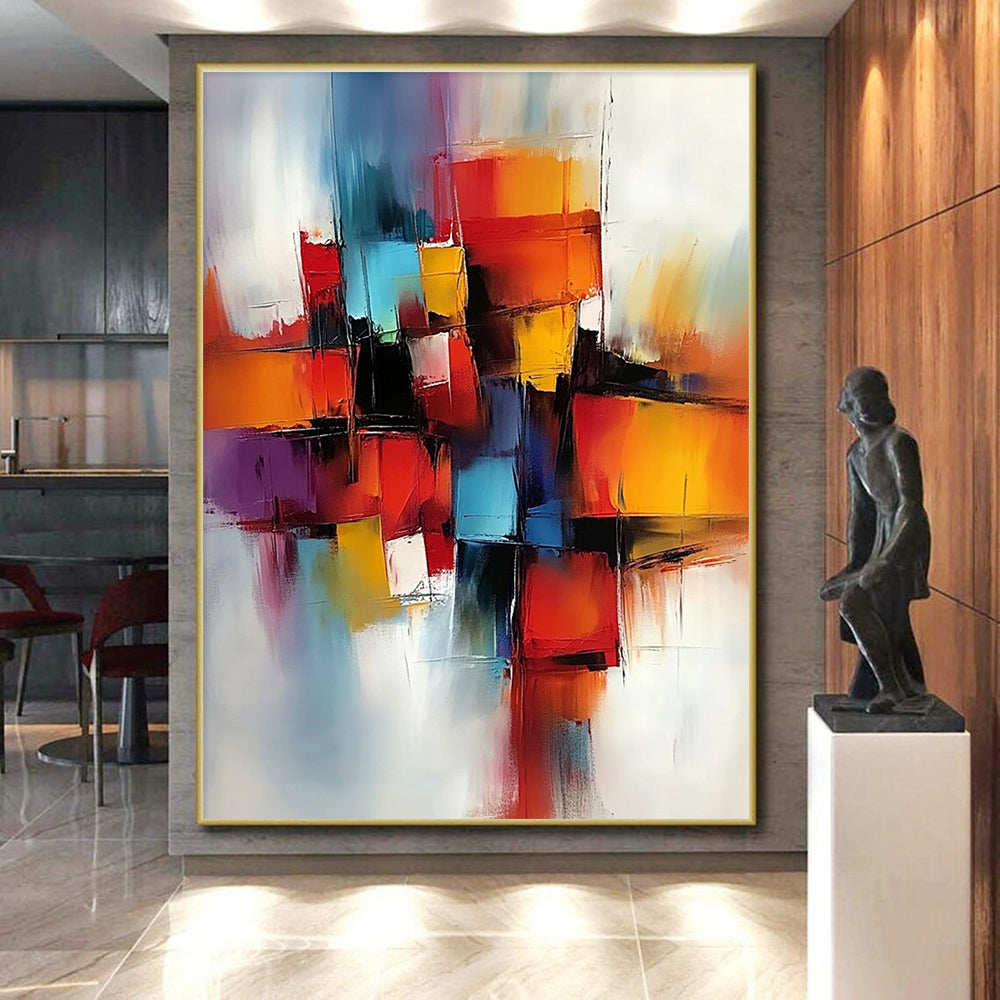 Colorful Cubic Abstract Painting with Vibrant Blocks WINK670